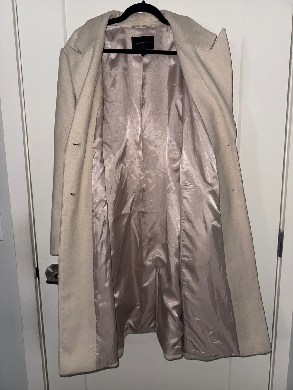 Banana Republic Beige Long Coat XXL | Oversized Tailored Coat - Picture 3 of 5